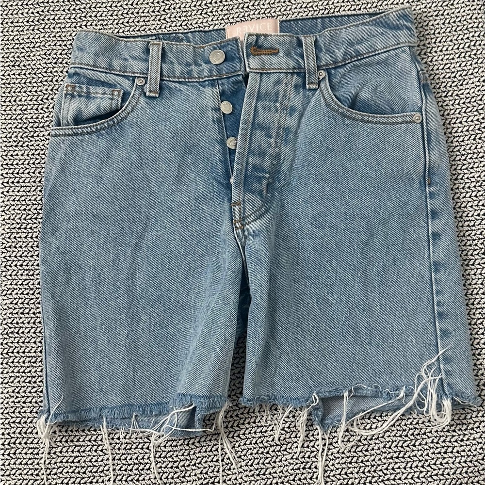 REVICE denim midi denim shorts